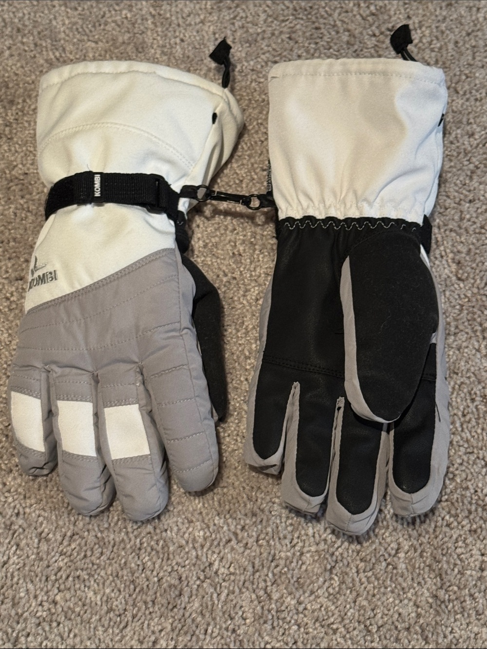 White & Gray Insulated Ski Gloves